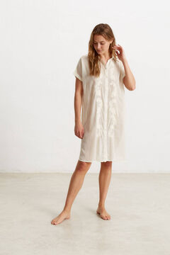 Womensecret Embroidered cotton tunic/shirt Naturweiß