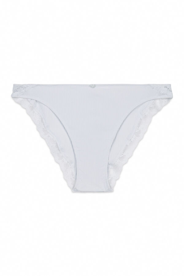 Women'secret Blue ribbed cotton classic panty blue
