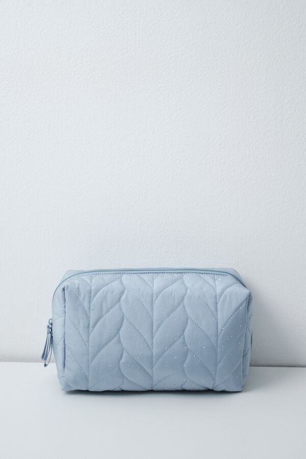 Women'secret Trousse de toilette portefeuille grande matelass&eacute;e bleue bleu