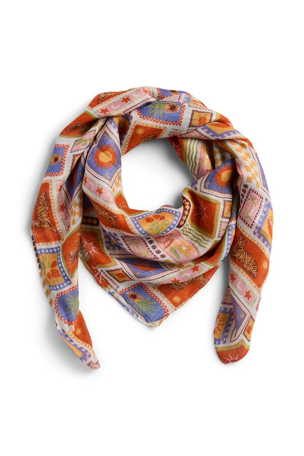 Pieces Printed ECOVERO&trade; viscose scarf white