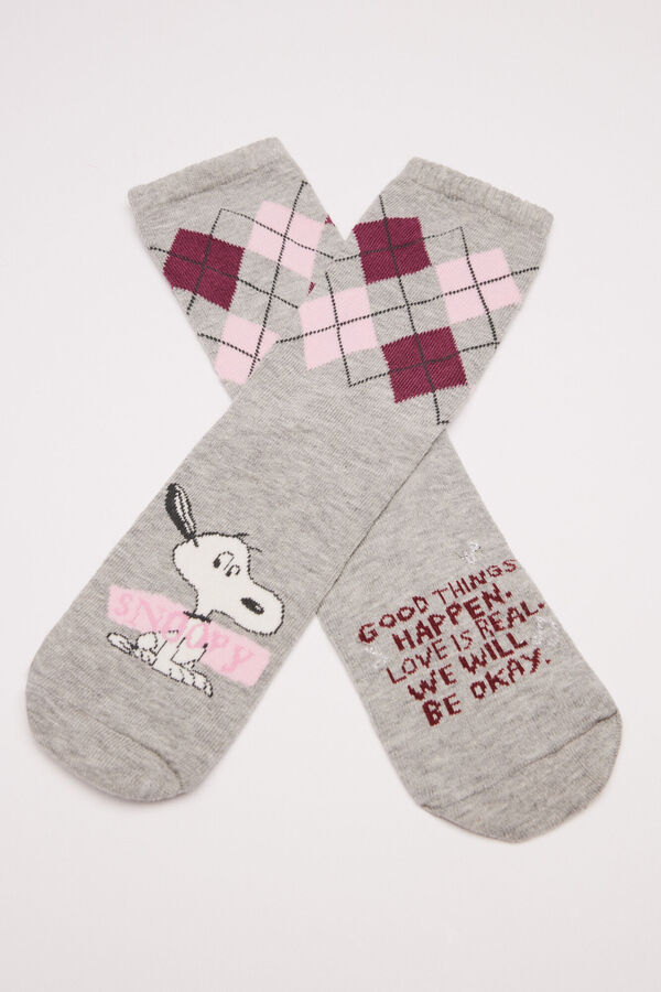 Womensecret Lot 3 paires de chaussettes mi-mollet coton Snoopy imprimé