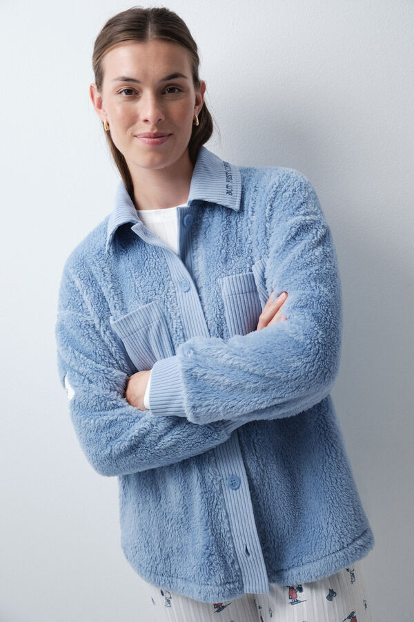 Women'secret Snoopy fluffy short robe blue