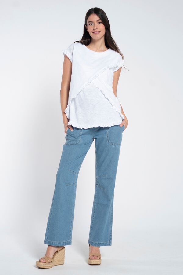 Ohma Camiseta lactancia cruzada con volantes blanco