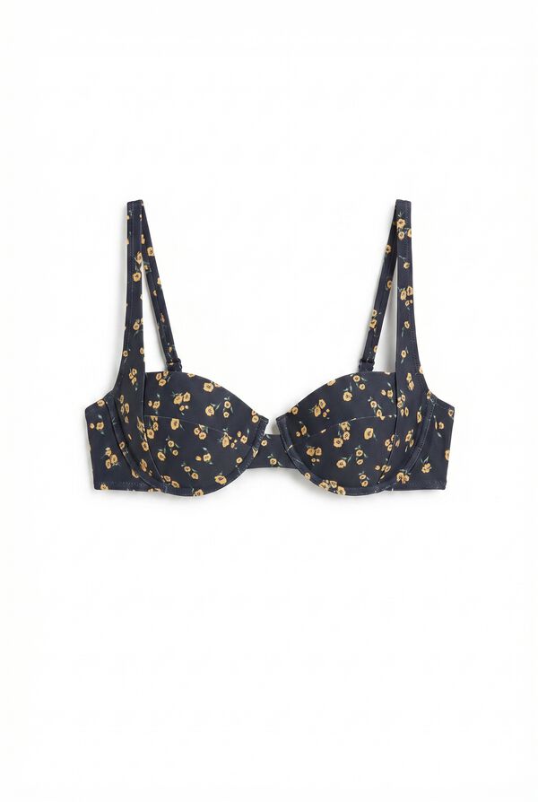 Women'secret Top bikini push up mini flores amarillas negro