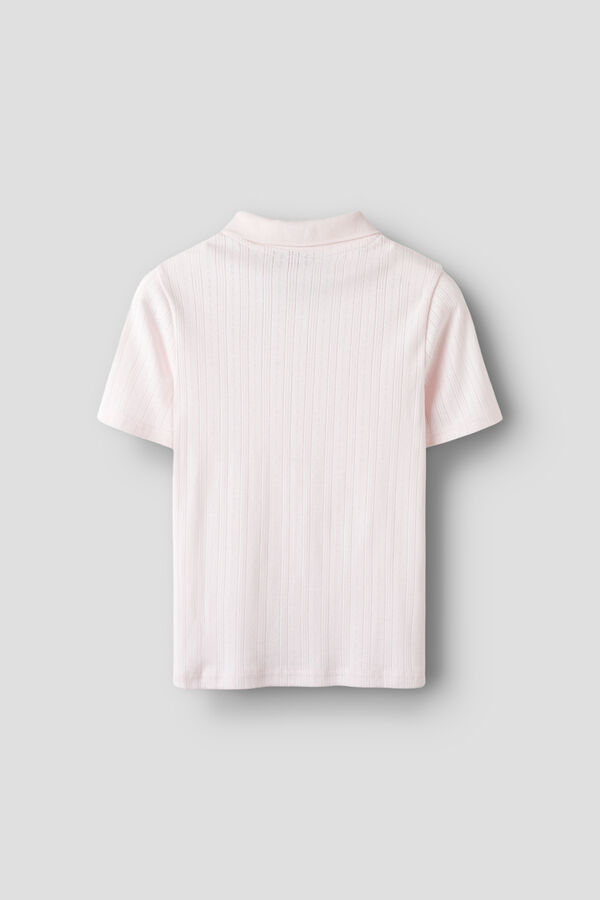 Lmtd Short sleeve classic collar polo shirt with buttons pink