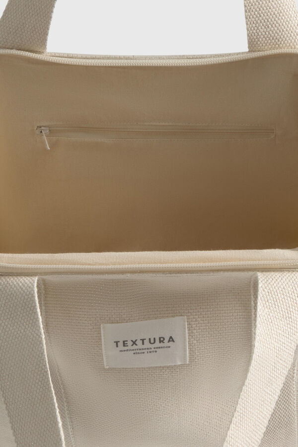 Textura Strandtasche aus Baumwollstoff Naturwei&szlig;