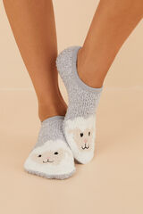 Women'secret Fluffy goat no-show socks grey