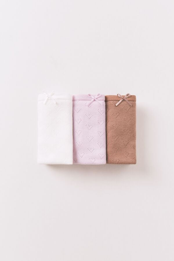 Women'secret 3-pack classic ribbed cotton bow panties white
