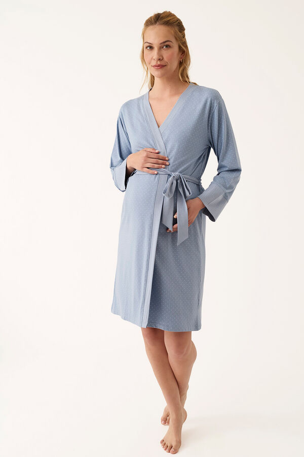 Promise Bata corta kimono "maternity" lunares azul