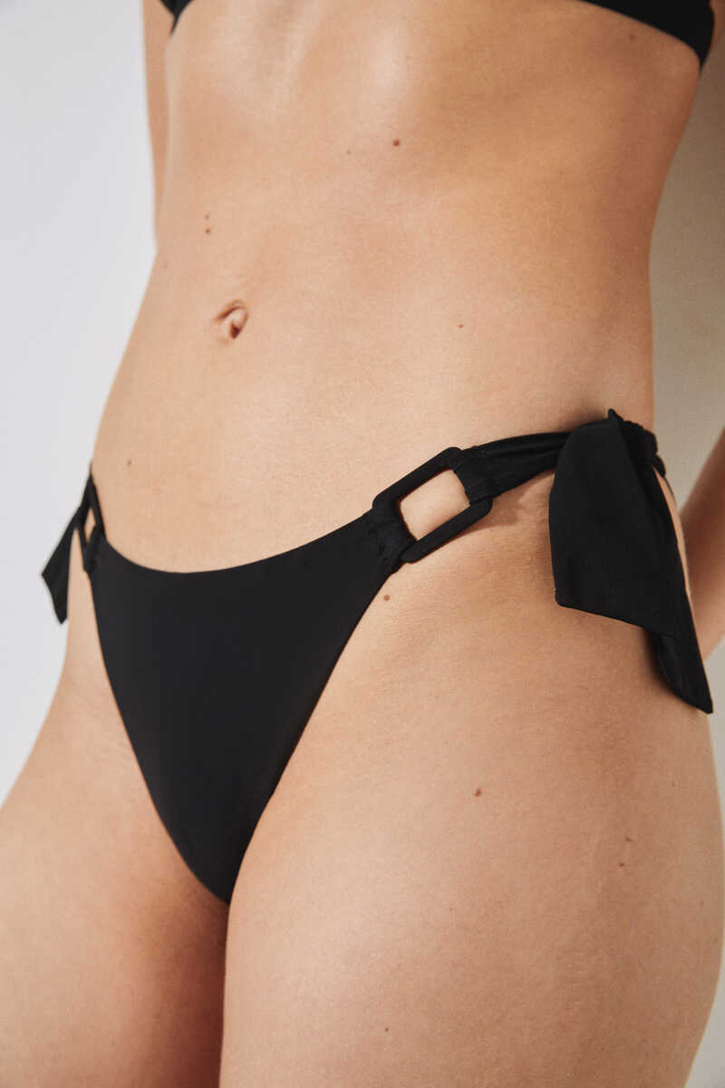 Womensecret Black ring side-tie Brazilian bikini bottoms black