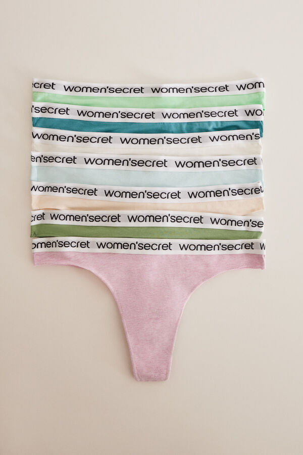 Womensecret 7er-Pack Strings Baumwolle Logo Weiß