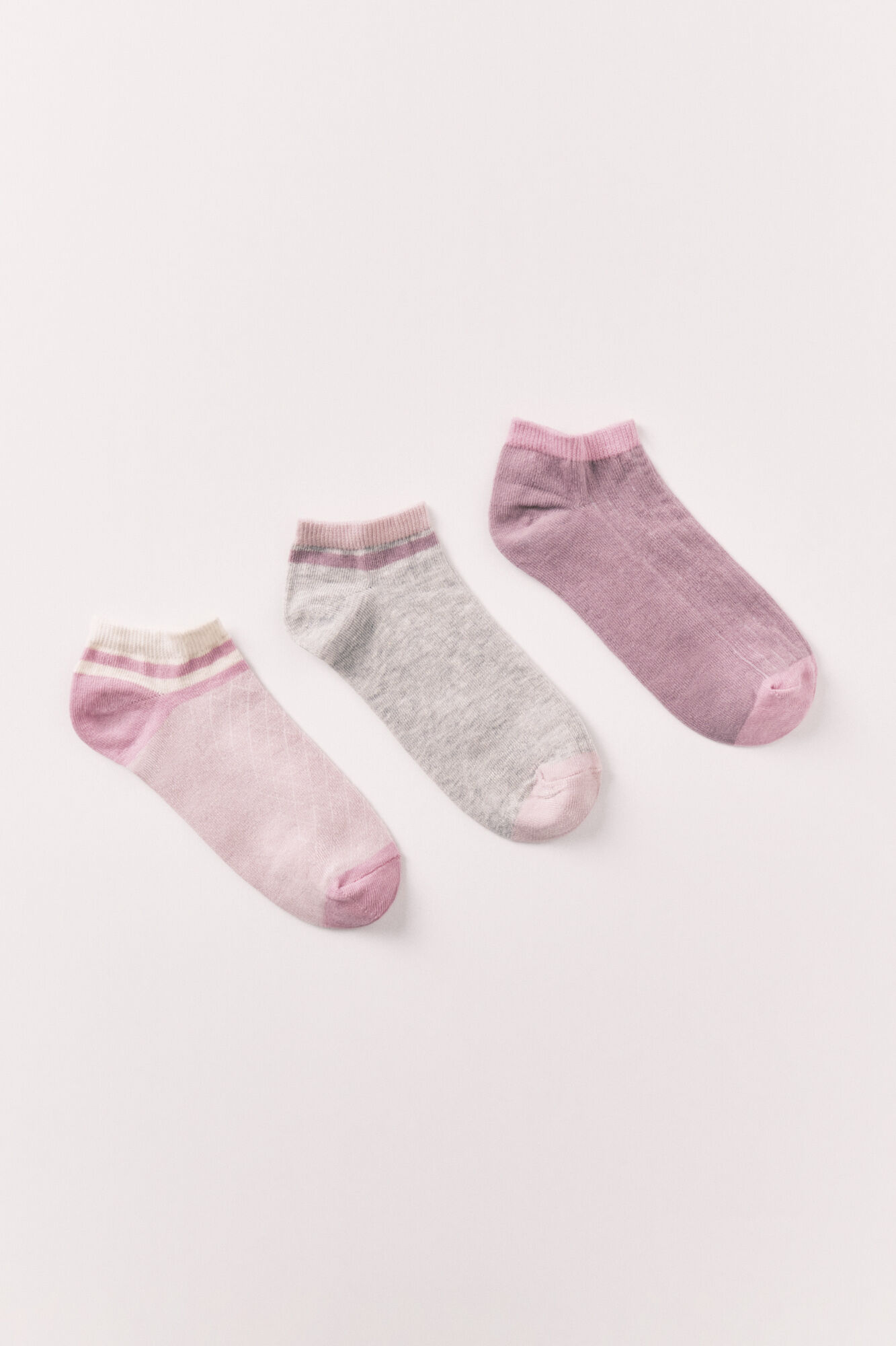 Women'secret Lot de 3 chaussettes courtes &agrave; blocs roses