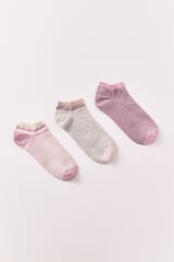 Women'secret Lot de 3 chaussettes courtes &agrave; blocs roses rose