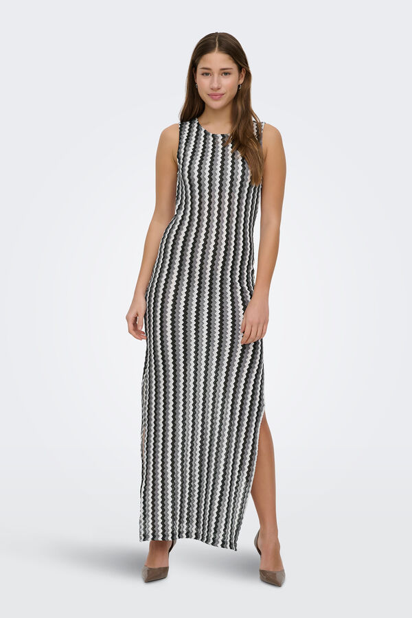 Only Zigzag print long dress white