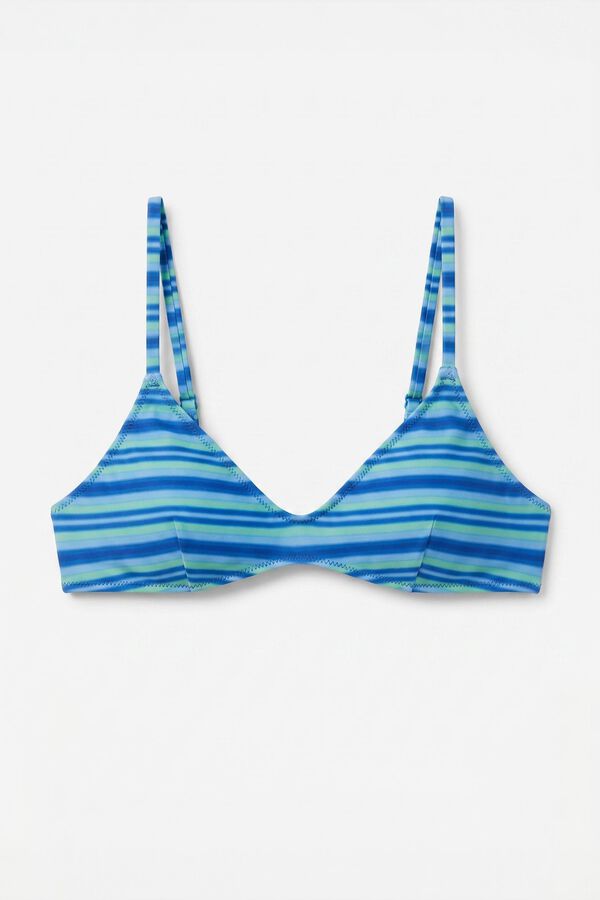 HI&BYE Top bikini escote V estampado rayas azul estampado