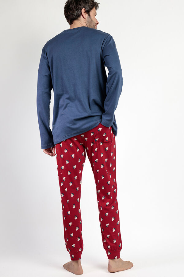 Admas Pijama largo Grumpy 100% algod&oacute;n para hombre azul