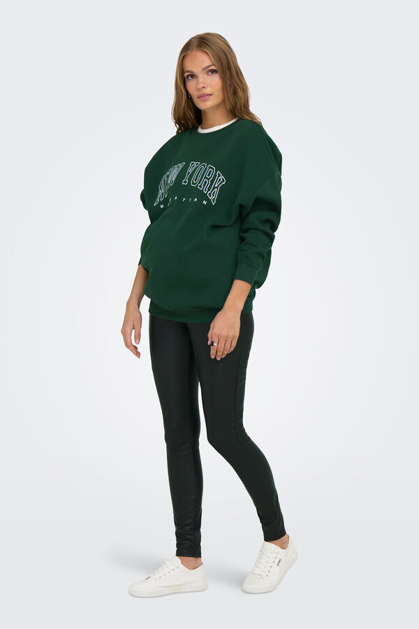 Only Maternity Sudadera maternity detalle texto frontal verde