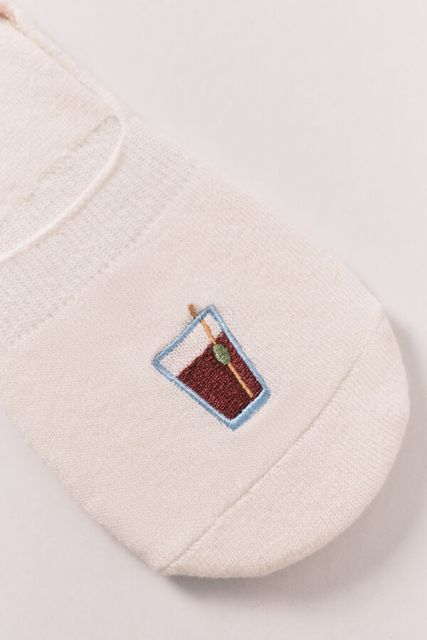 Women'secret Embroidered vermouth no-show socks nude