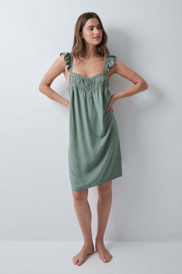 Women'secret Nuisette midi &agrave; bretelles verte beige