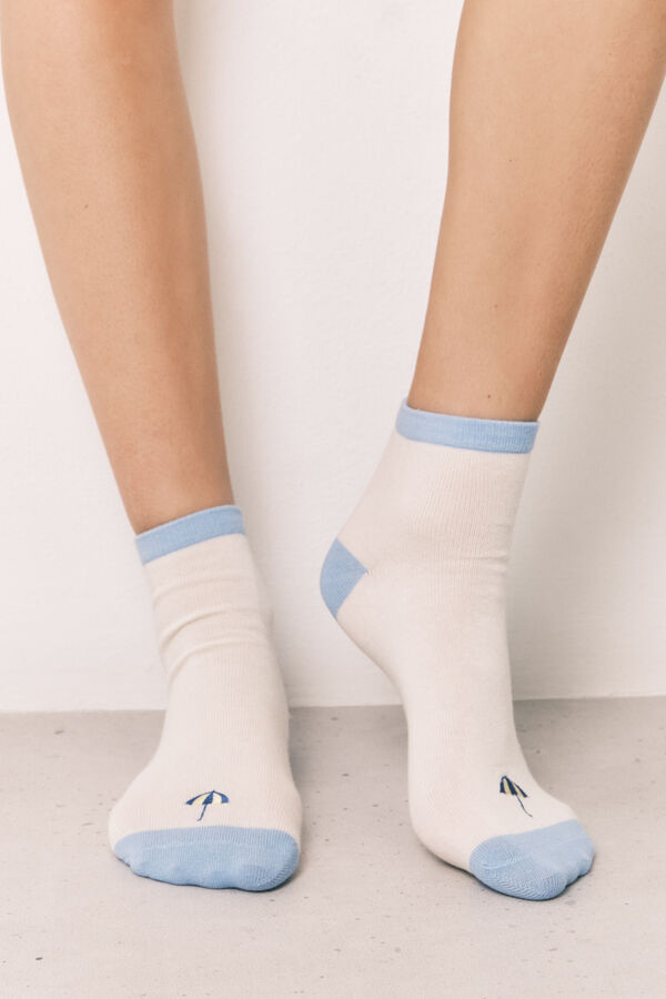 Women'secret Meias curtas bordado guarda-chuva azul