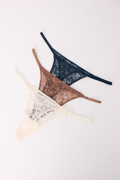 Womensecret Lot 3 strings dentelle imprimé