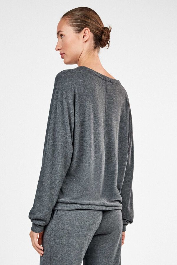 Gisela Jersey knit long pyjamas with jogger trousers grey