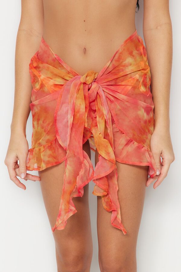Trendyol Pareo tie-dye volantes naranja