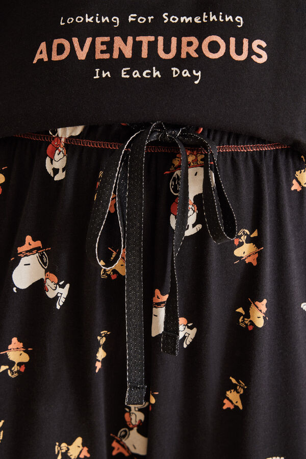 Womensecret Pijama 100% algodão Snoopy preto cinzento