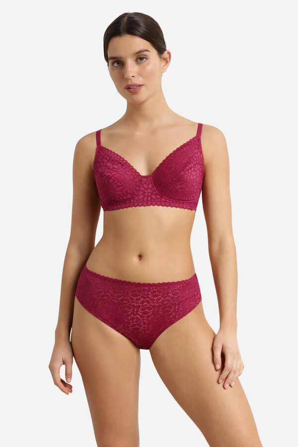 DIM Braga invisible de encaje floral morado/lila