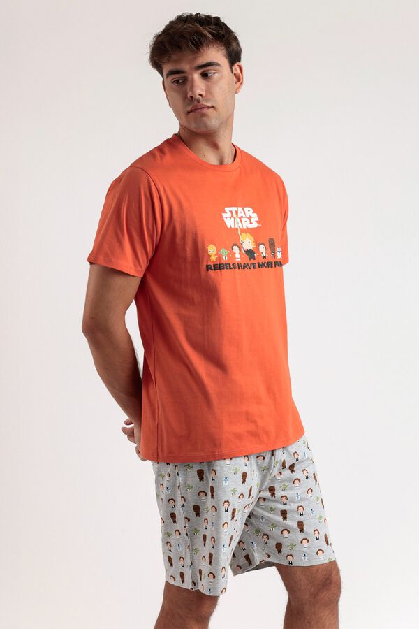 Admas Star Wars pixel short pyjamas red