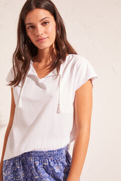 Womensecret Pyjama lang 100 % Baumwolle Weiß und Blau Naturweiß