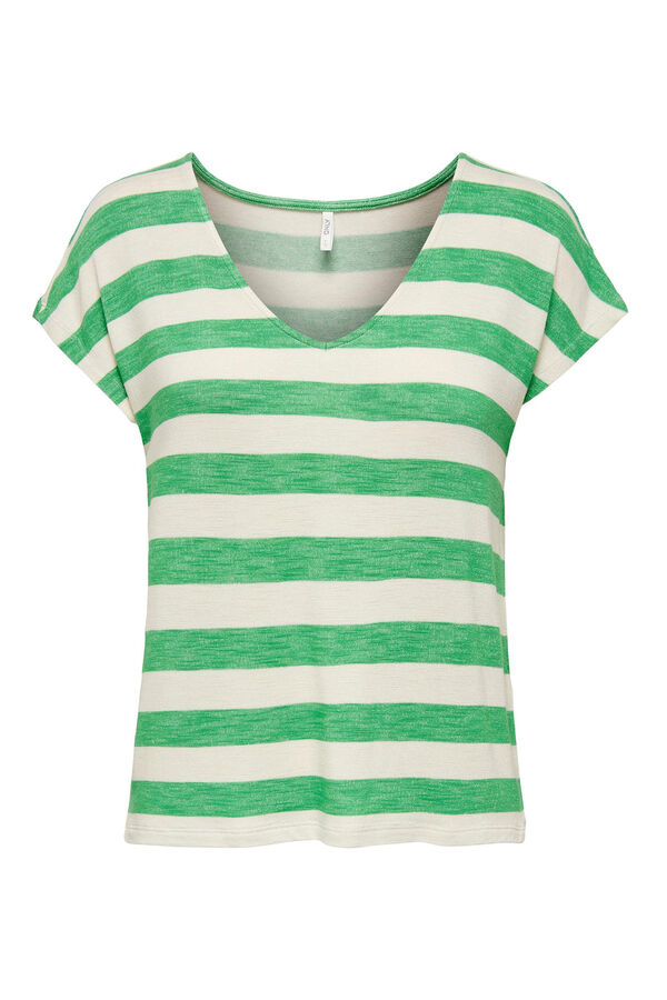 Womensecret Short-sleeved striped maternity T-shirt zöld