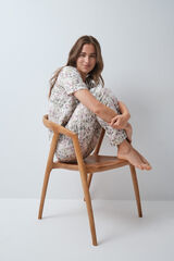 Women'secret Pyjama long chemise manches courtes &agrave; fleurs beige