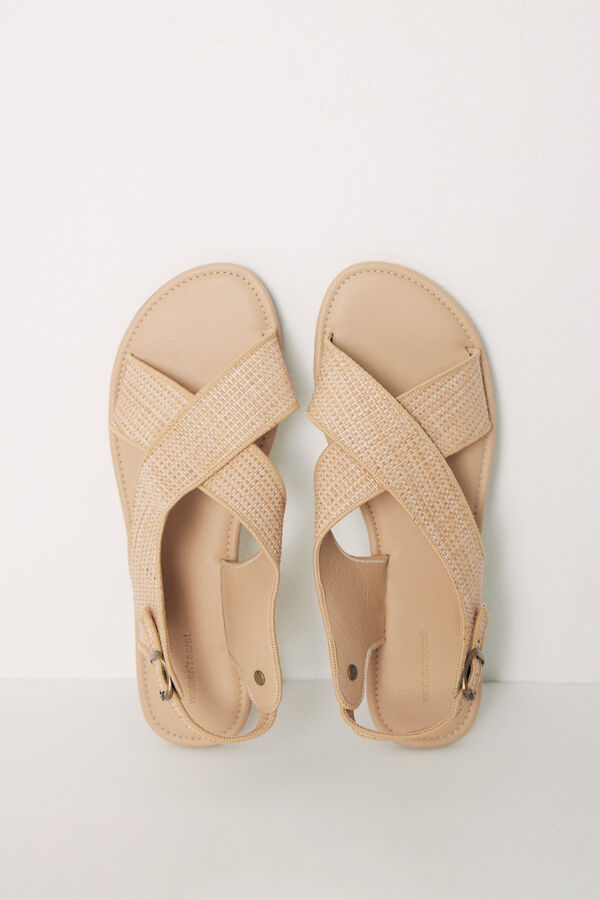 Womensecret Flat sand crossed sandal nude