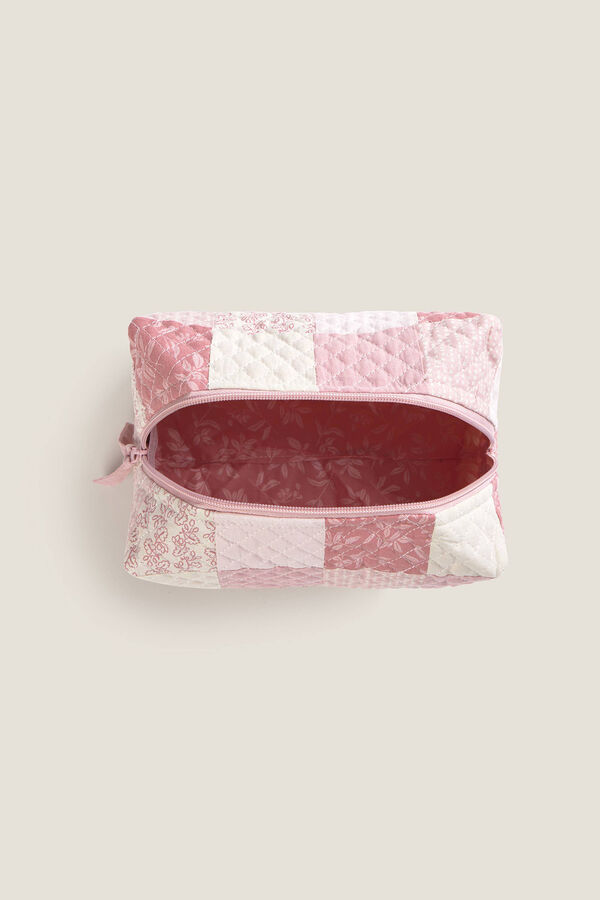 Textura Neceser patchwork flores rosa