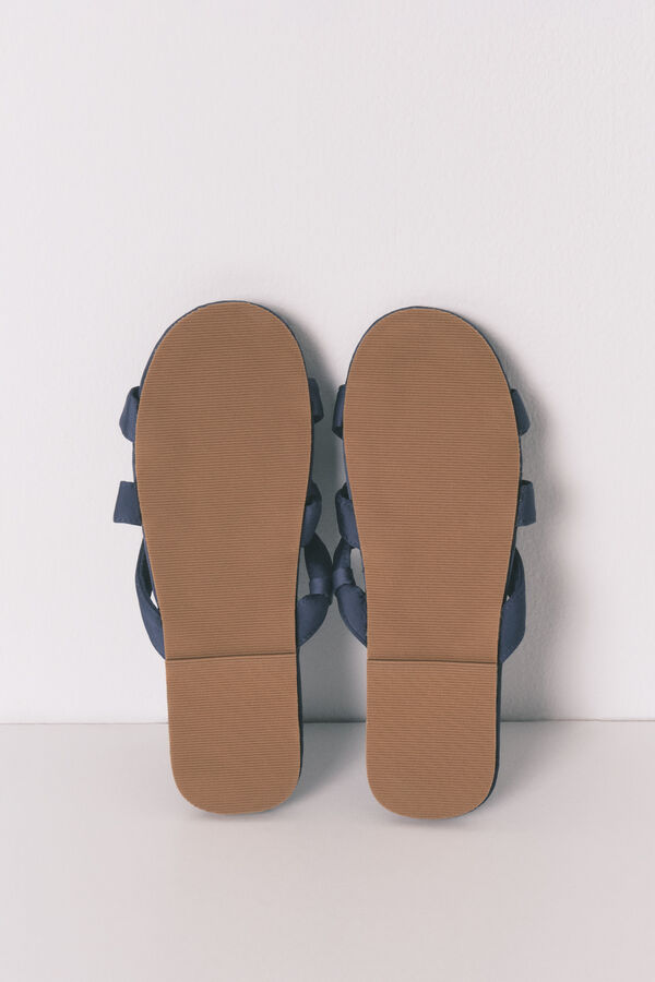 Women'secret Chinelos de quarto de cetim com tiras cruzadas azul