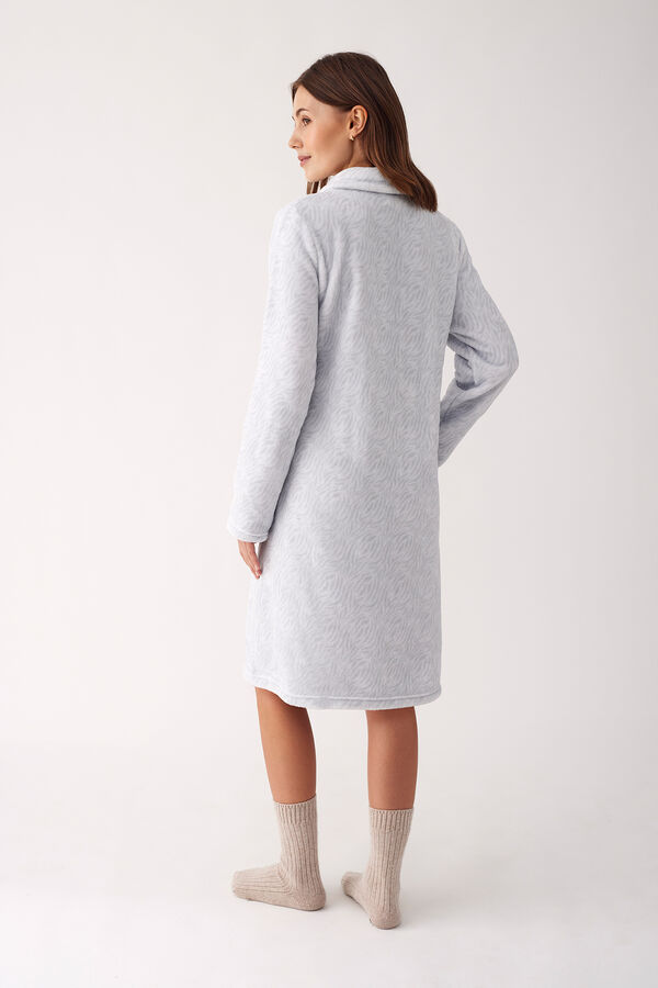 Promise Bata botones midi tejido peludo gris