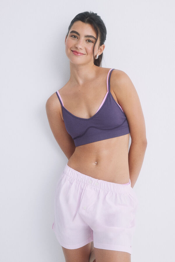 Womensecret Soutien crop seamless morado rosa