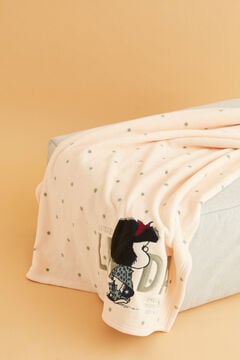 Womensecret Mafalda-mintás, barackvirág-színű bárányszőrmés takaró piros