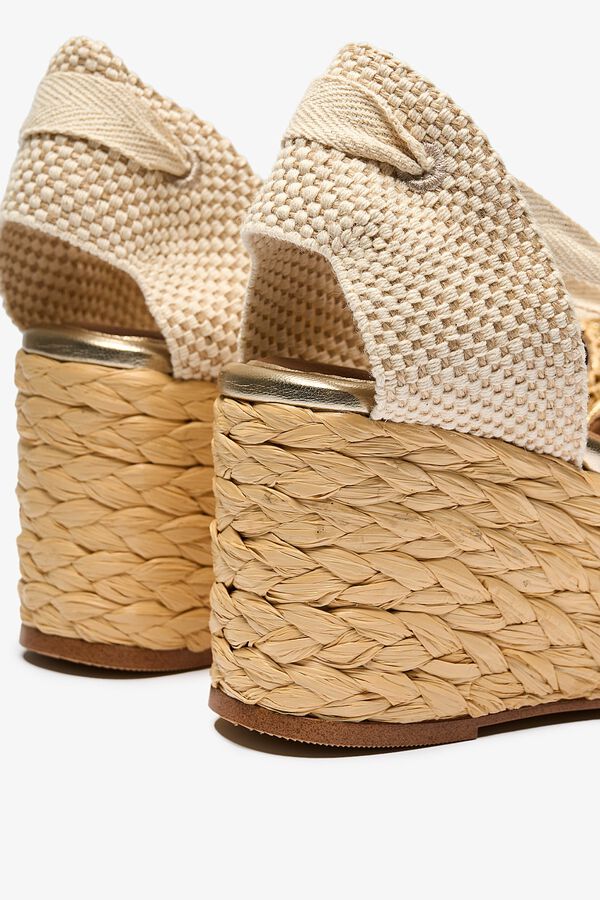 Popa Zushi raffia low wedge sandal printed