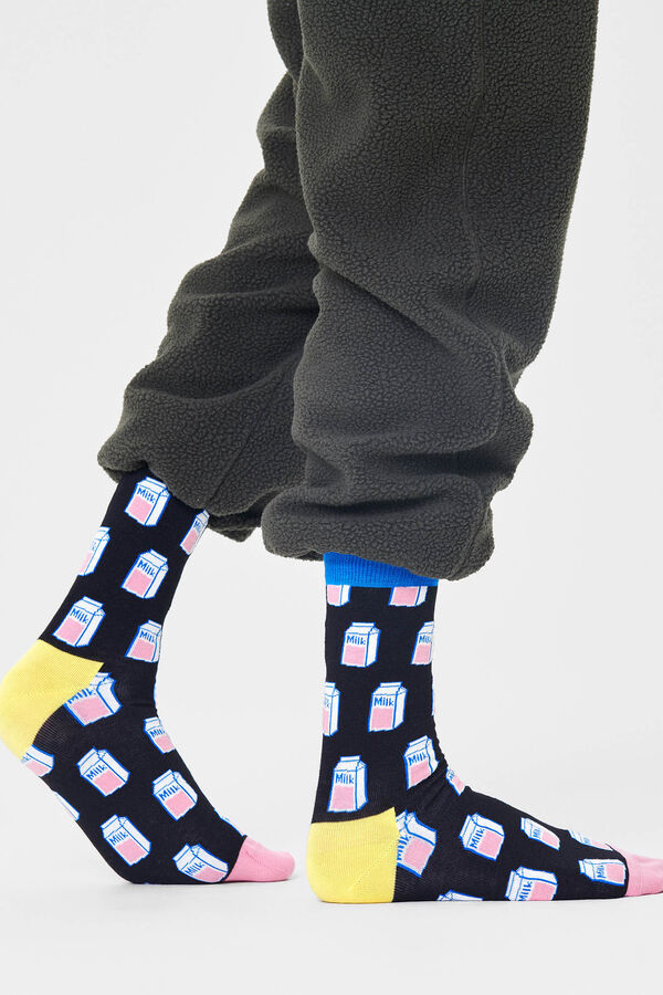 Happy Socks Meias de leite unissex preto