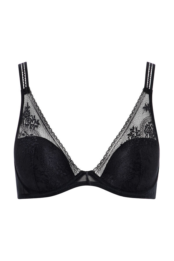 Womensecret Maddie moulded bra with lace and tulle Crna