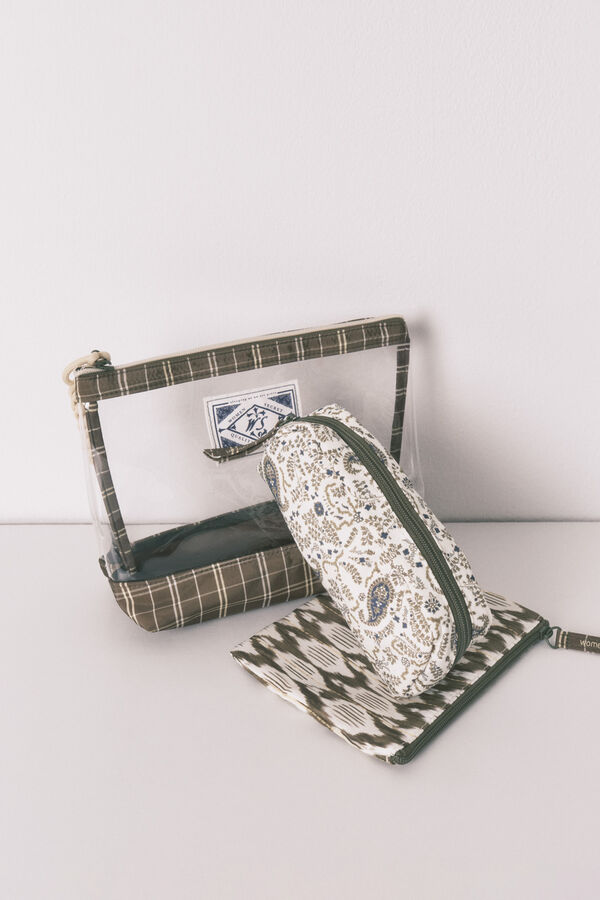 Women'secret Lot de 3 trousses de toilette imprim&eacute;es vertes beige