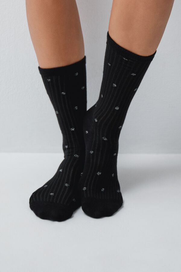 Women'secret Black lurex 3-pack long socks black