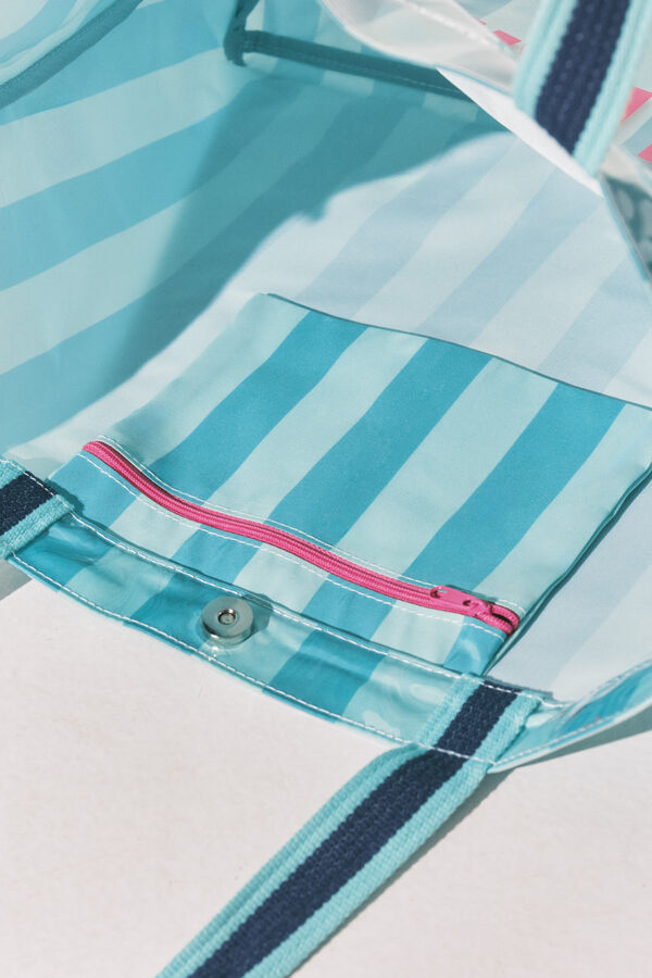 Women'secret Green striped beach bag green