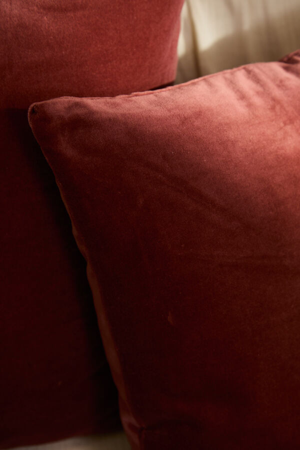 Calma House Funda de coj&iacute;n cuadrada de terciopelo en tono tierra Velour naranja