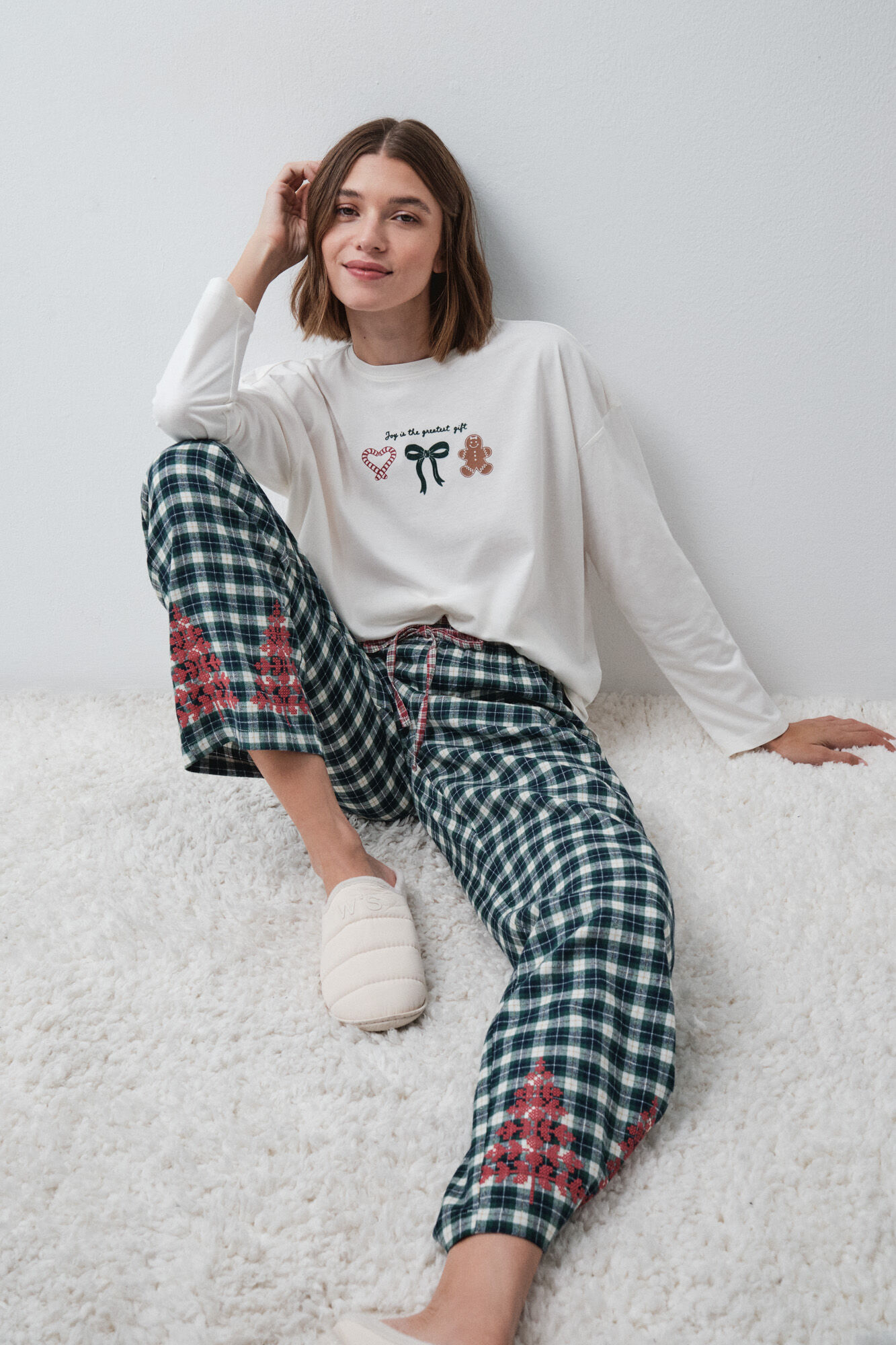 Women'secret Green plaid pyjamas trousers with detail