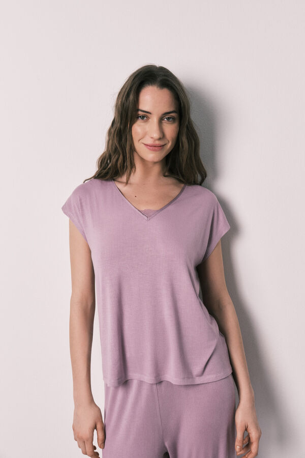 Women'secret Pink viscose soft touch capri pyjamas pink