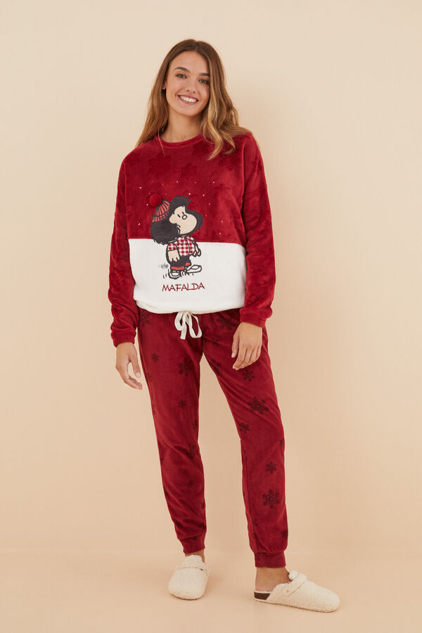 Womensecret Red fleece Mafalda pyjamas burgundy