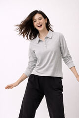 Lmtd Polo manches longues col classique et boutons gris